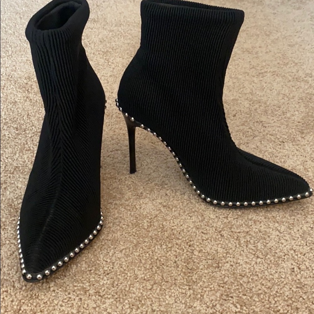 Alexander wang knit stud black silver boots $695!